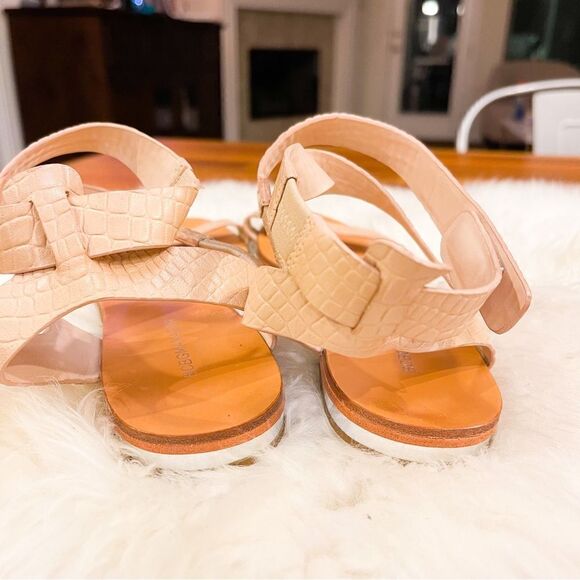 🍋 BCBG • Women’s Croc Embossed Flat Summer Sandals w/Ankle Strap in Blue Size 9 - Picture 11 of 12